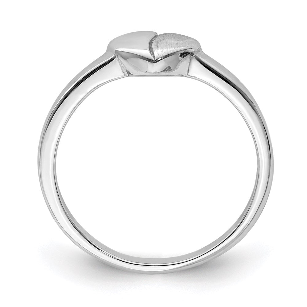 Sterling Silver Rhodium-plated Polished/Satin Heart Ring