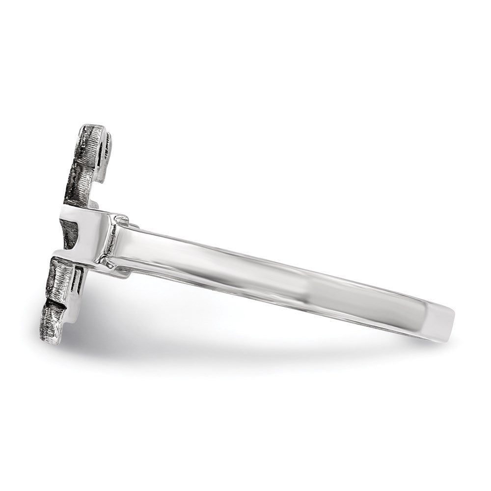 Sterling Silver Rhodium-plated Jesus Cross Ring