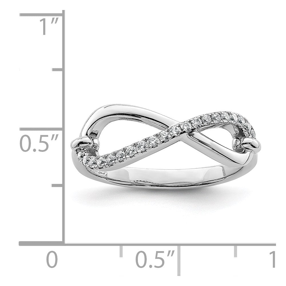 Sterling Shimmer Sterling Silver Rhodium-plated 20 Stone CZ Infinity Symbol Ring