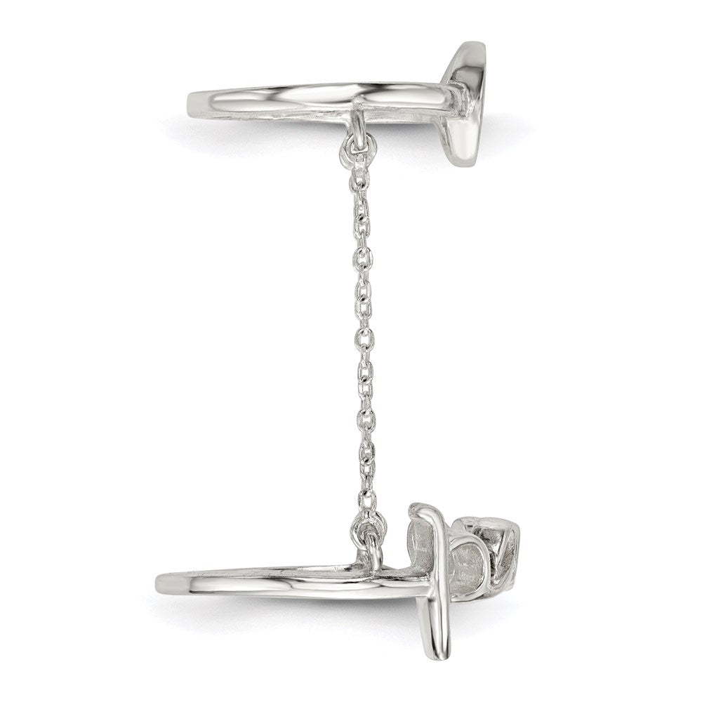 Sterling Silver Polished Chain & Peace Double Ring