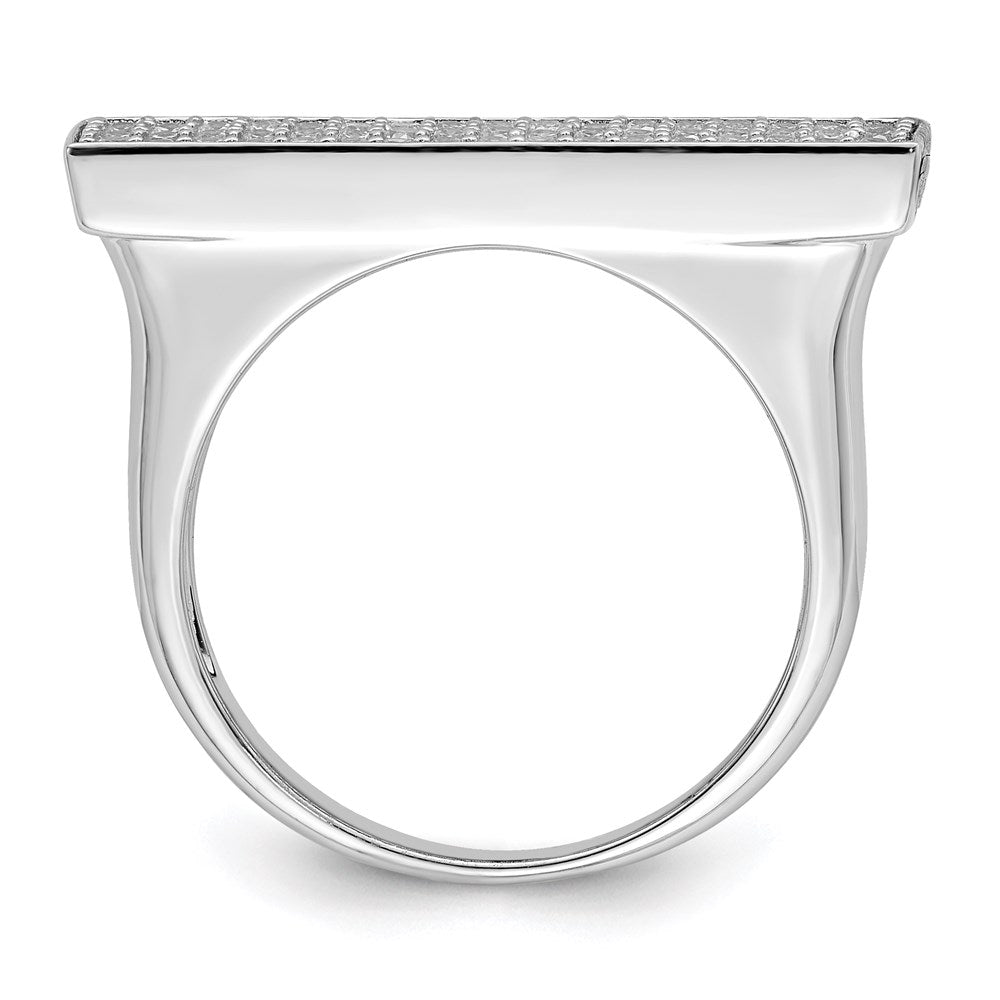 Sterling Silver Rhodium-plated CZ Bar Ring