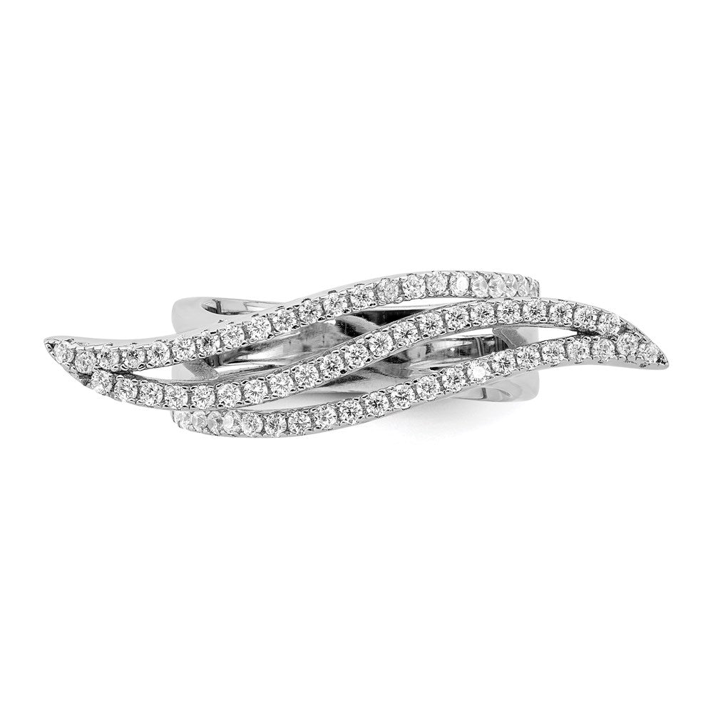 Sterling Silver Rhodium-plated CZ Ring