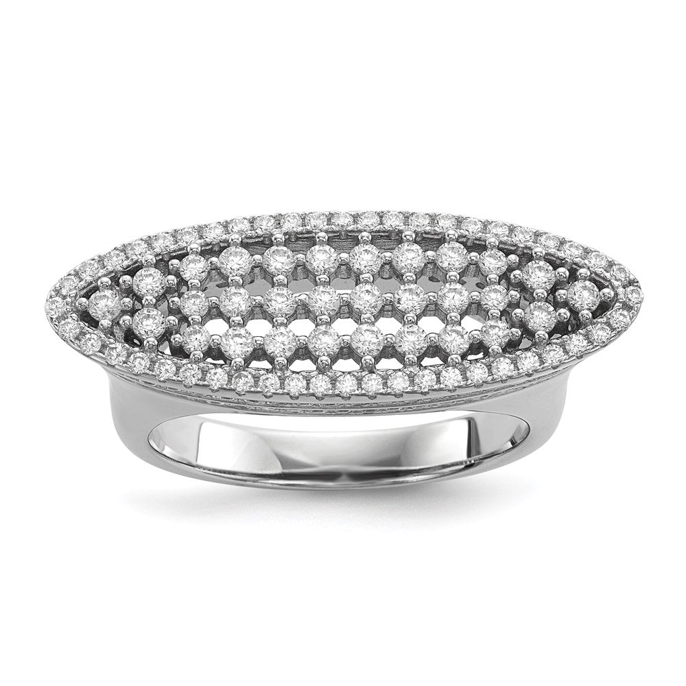 Sterling Silver Rhodium-plated CZ Ring