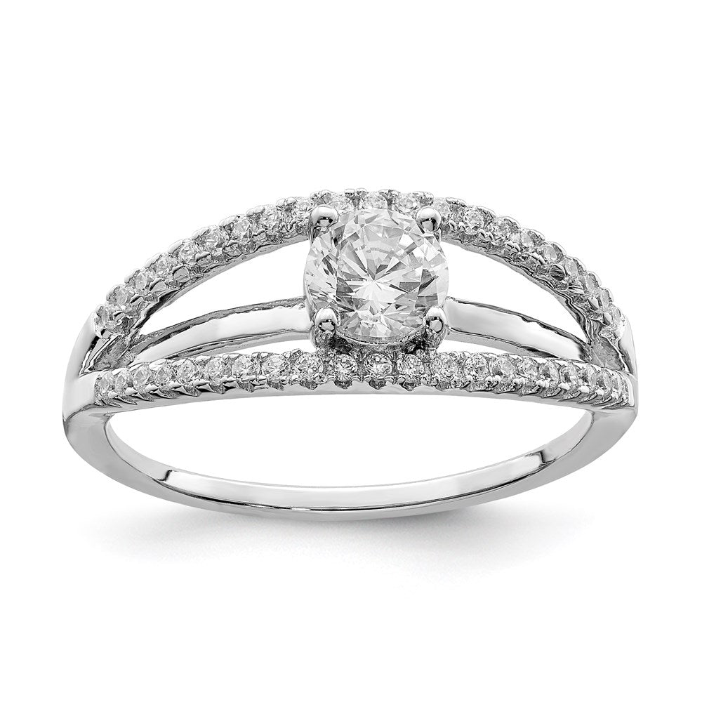 Sterling Silver Rhodium-plated CZ Ring