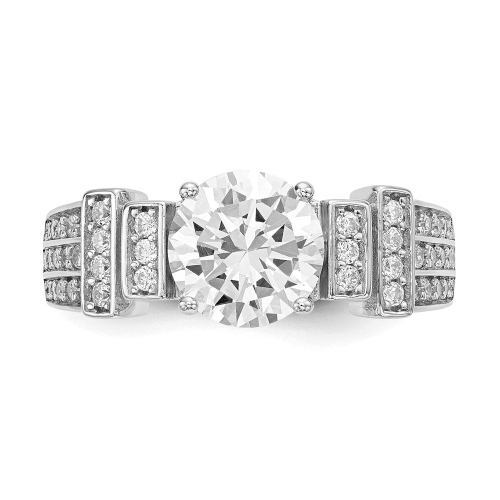 Sterling Silver Rhodium-plated CZ Tiered PavÇ Ring