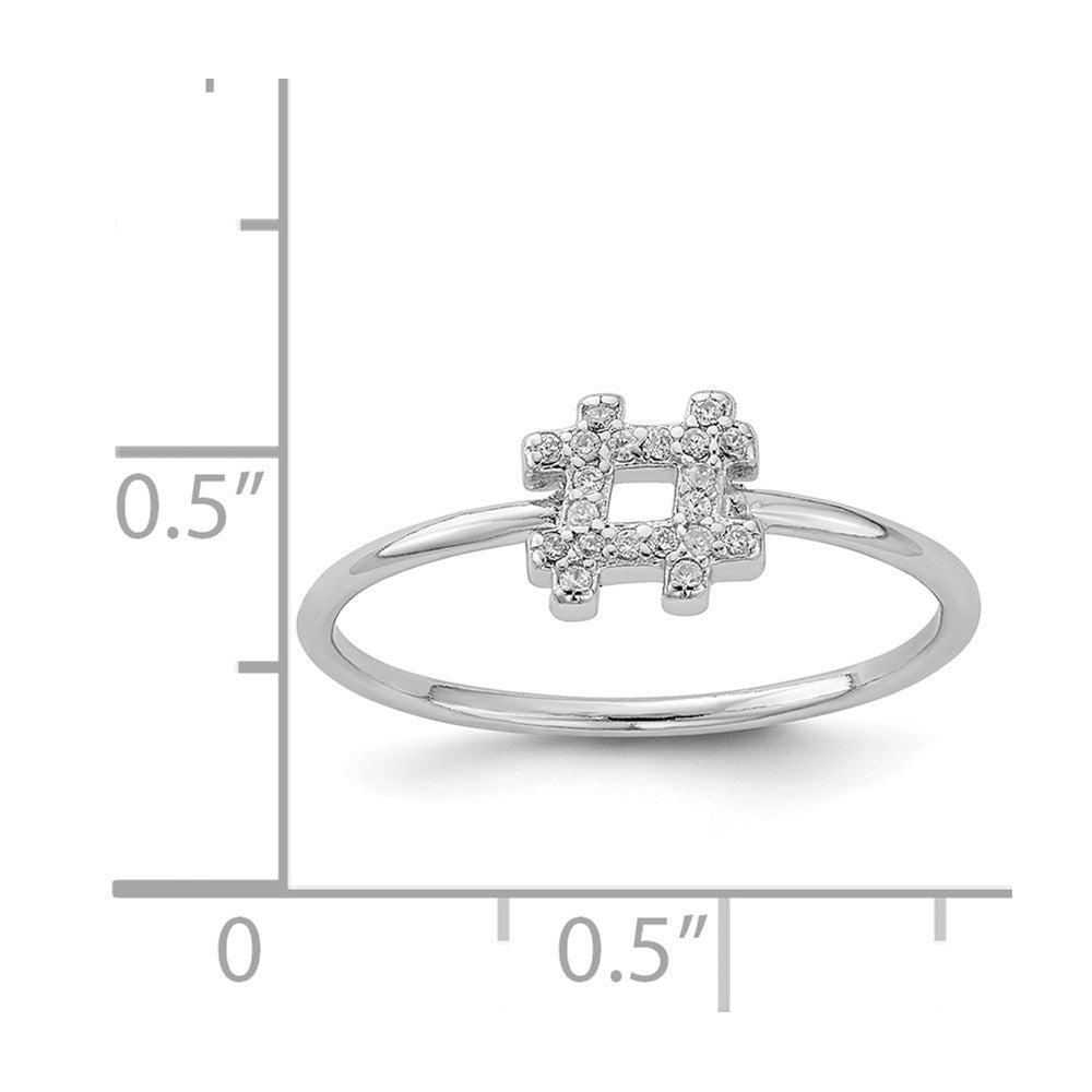 Sterling Silver Rhodium-plated CZ Hashtag Ring