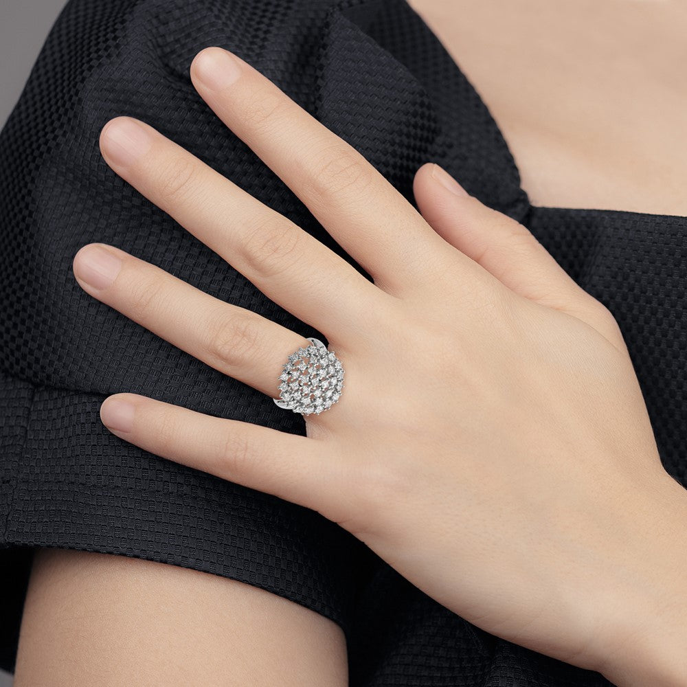 Sterling Silver Rhodium-plated CZ Ring