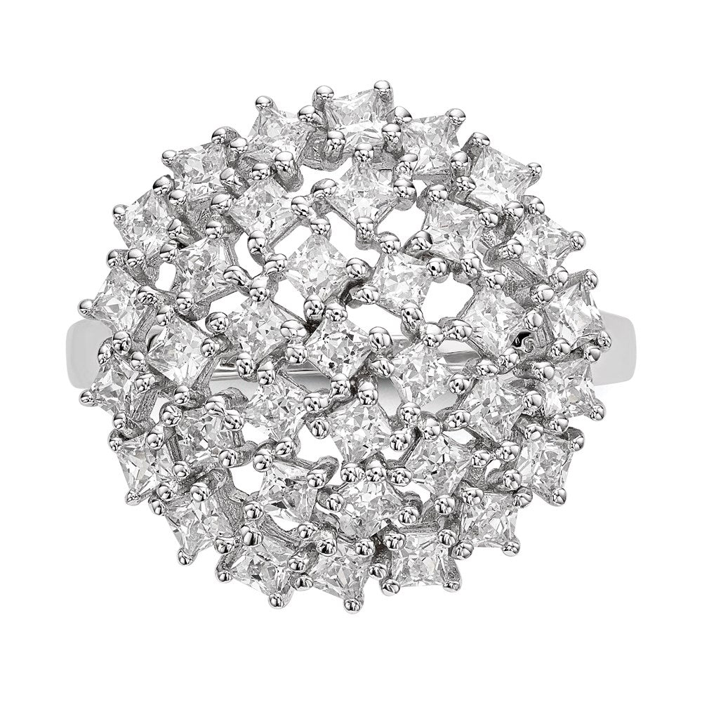 Sterling Silver Rhodium-plated CZ Ring