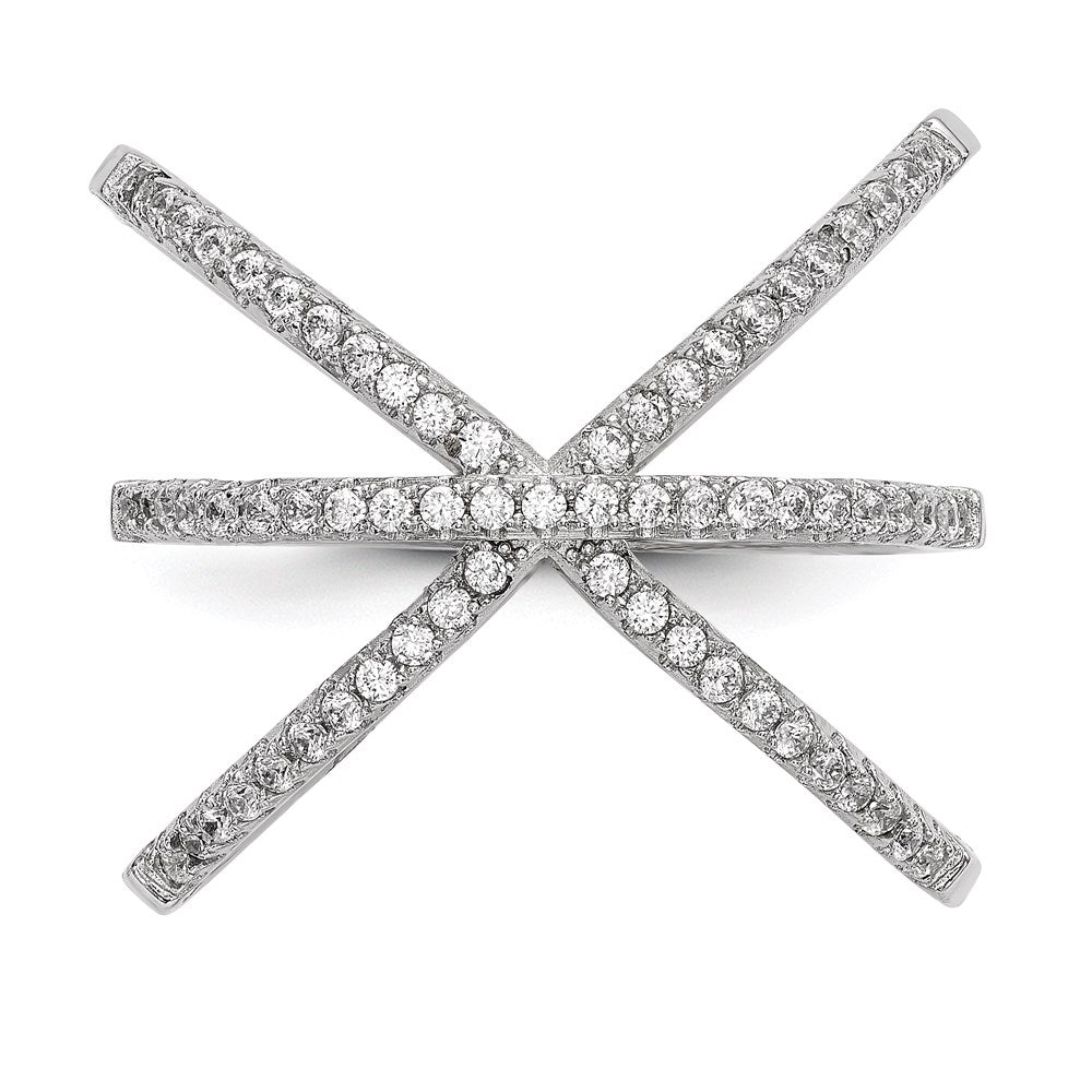 Sterling Silver Rhodium-plated CZ Ring