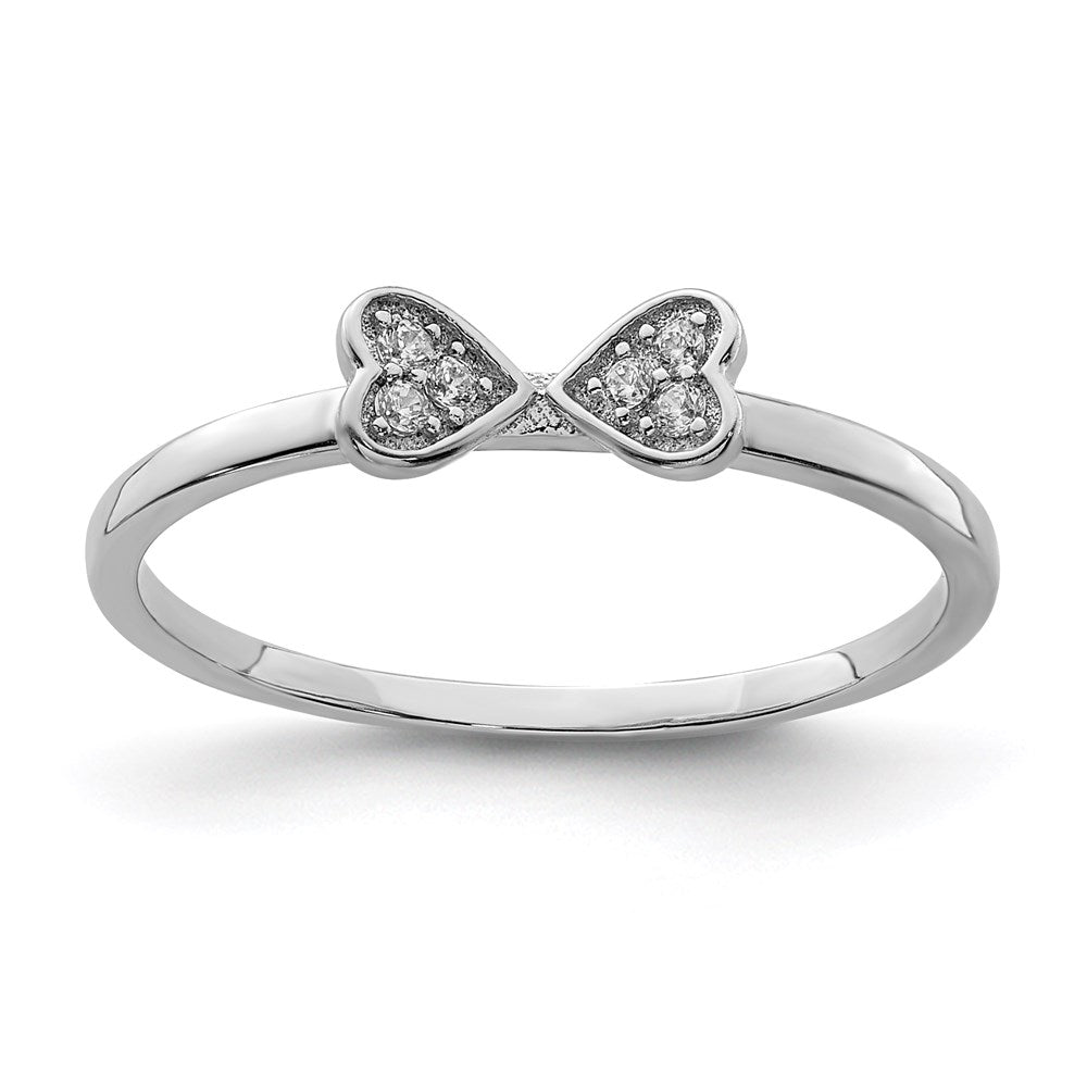 Sterling Silver Rhodium-plated CZ Heart Clover 3 Ring Set