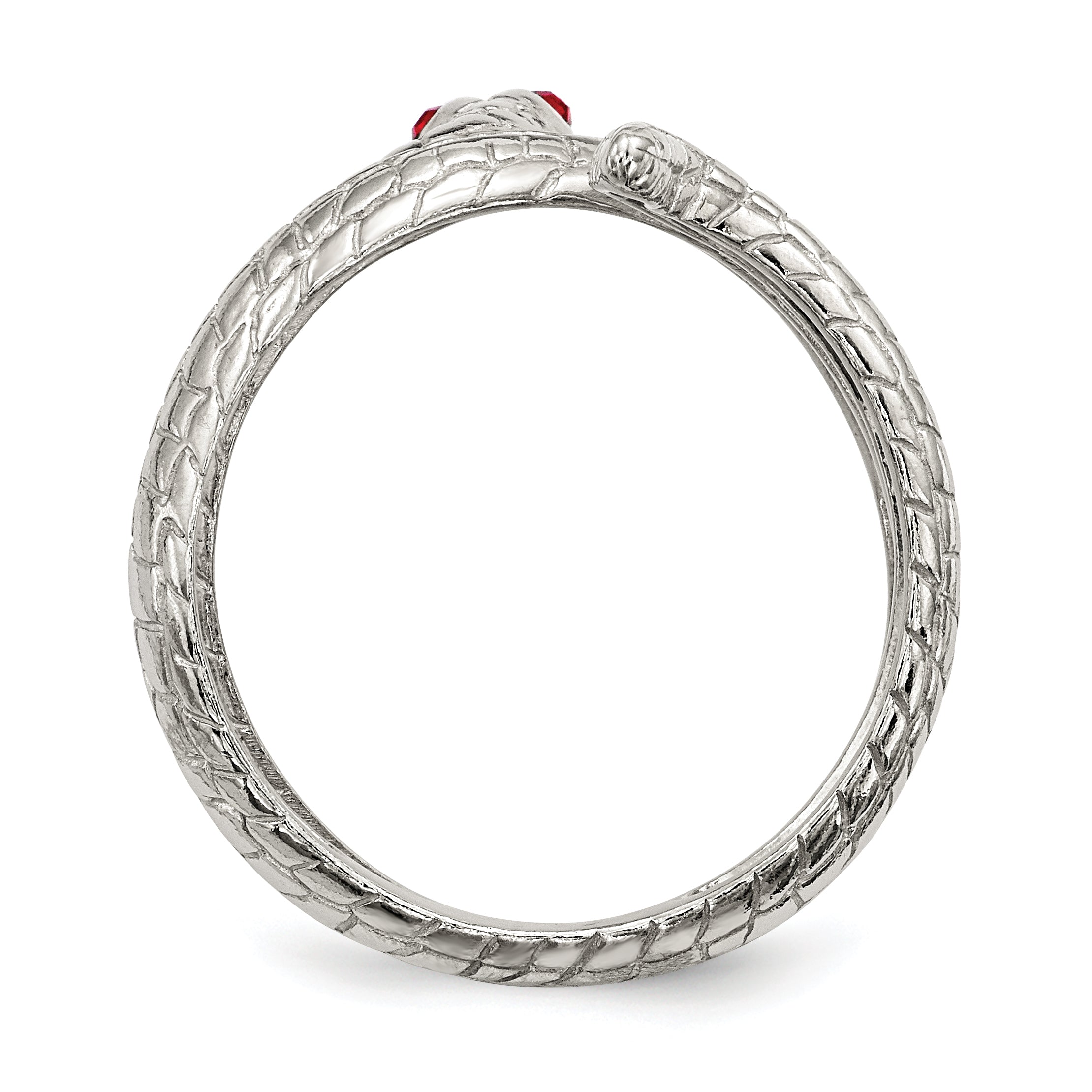 Sterling Silver Red Eye Crystal Snake Ring