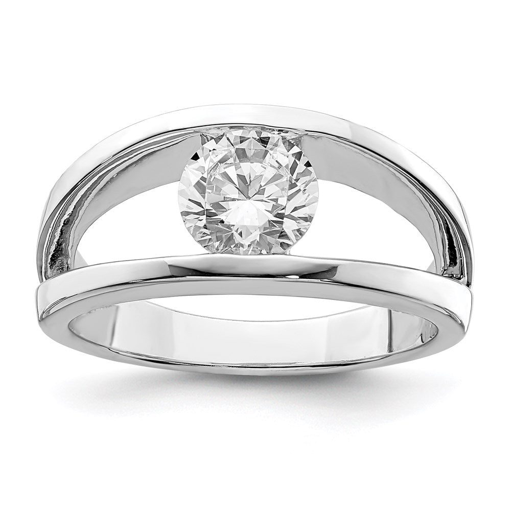 Sterling Silver Rhodium-plated CZ Ring