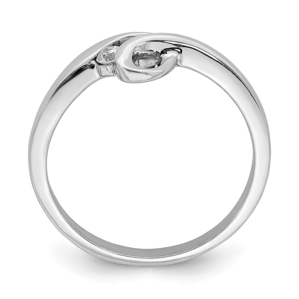 Sterling Silver Rhodium-plated Polished with CZ Ring
