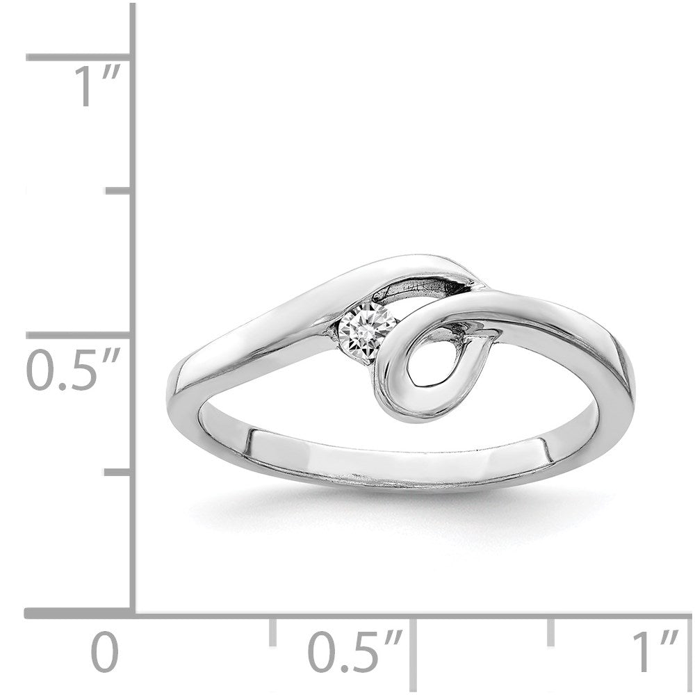 Sterling Silver Rhodium-plated Polished with CZ Ring