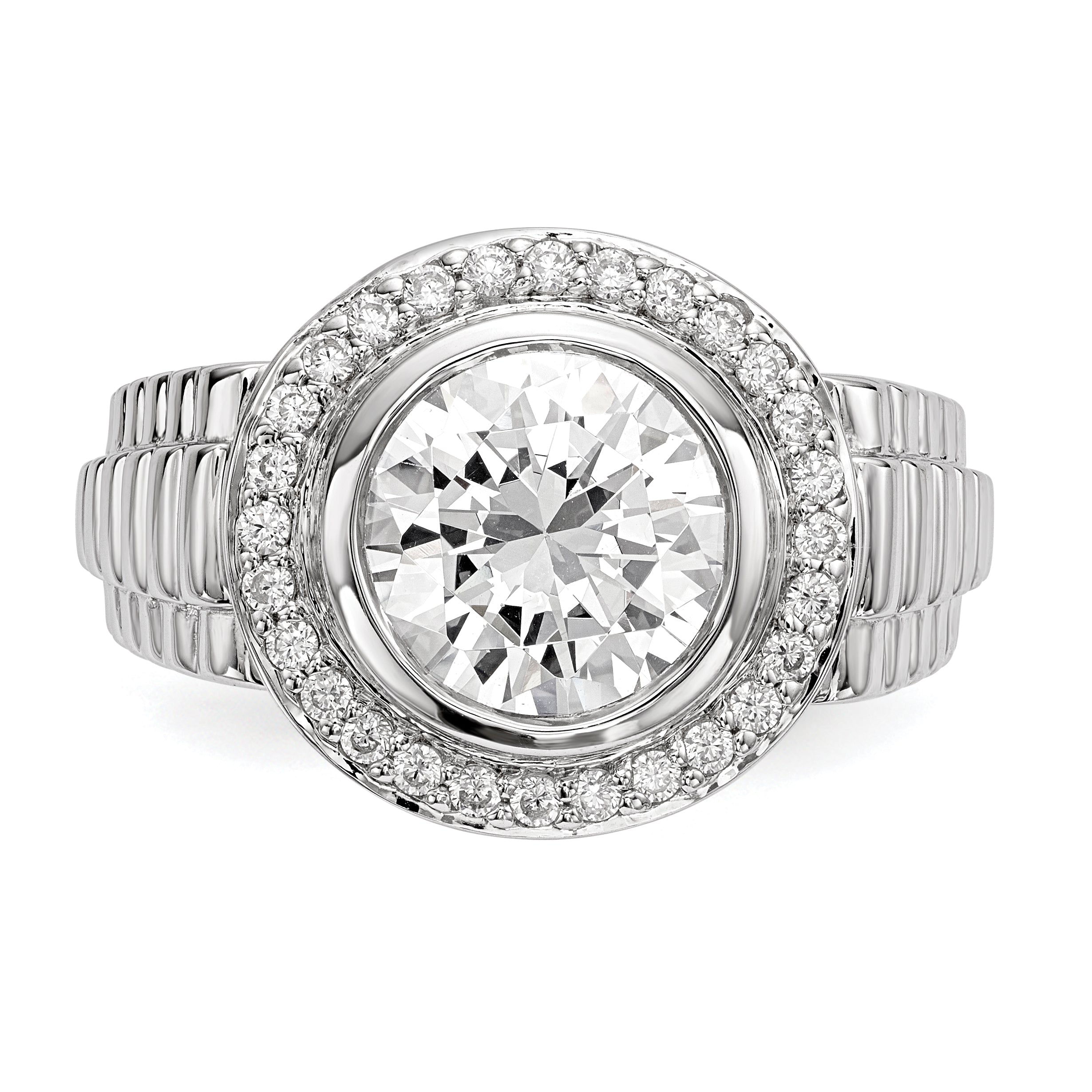 Sterling Silver Rhodium-plated Mens CZ Ring