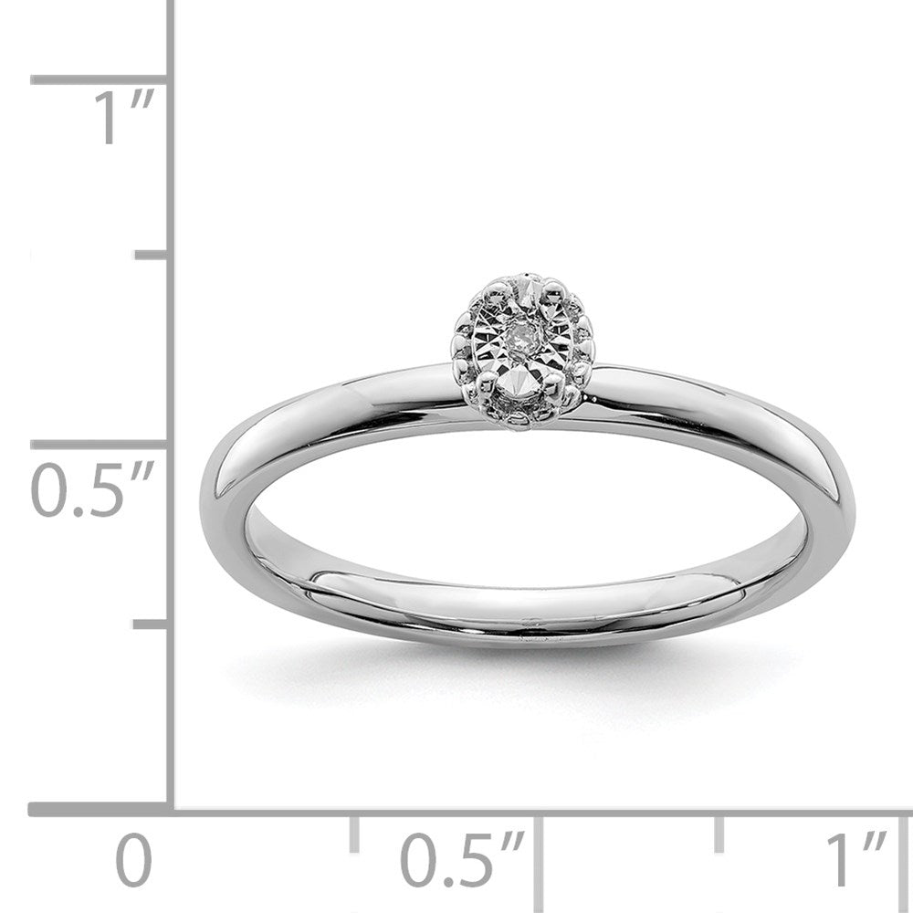 Sterling Silver Rhodium Plated Polished Diamond Ring