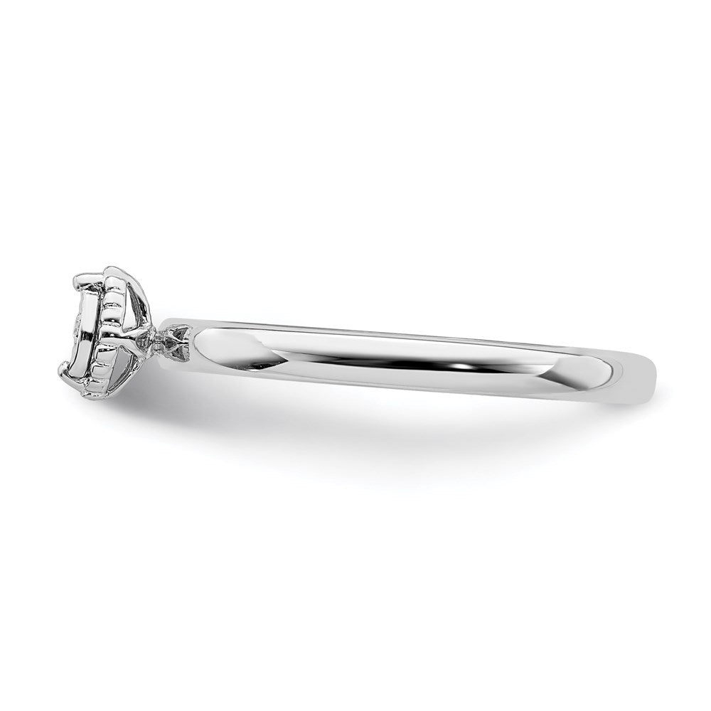 Sterling Silver Rhodium Plated Polished Diamond Marquise Shape Ring