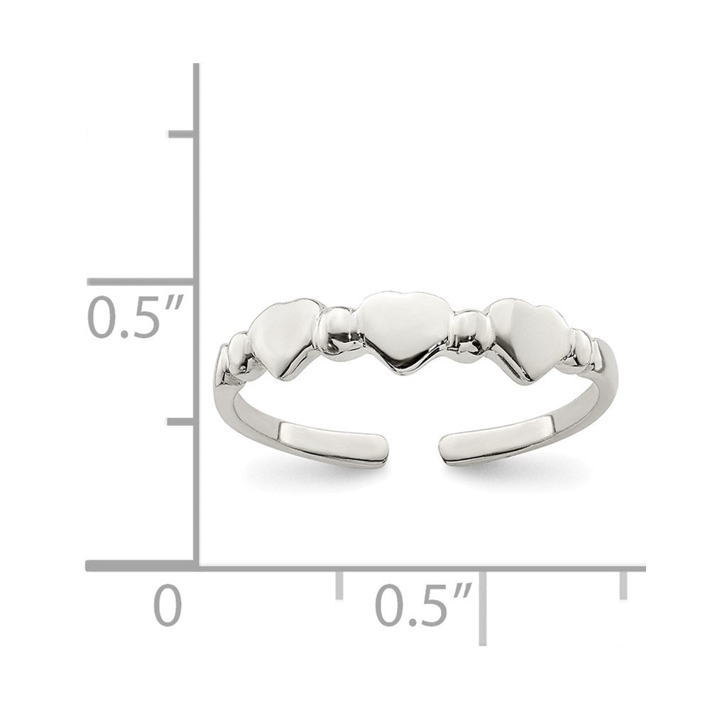 Sterling Silver Hearts Toe Ring
