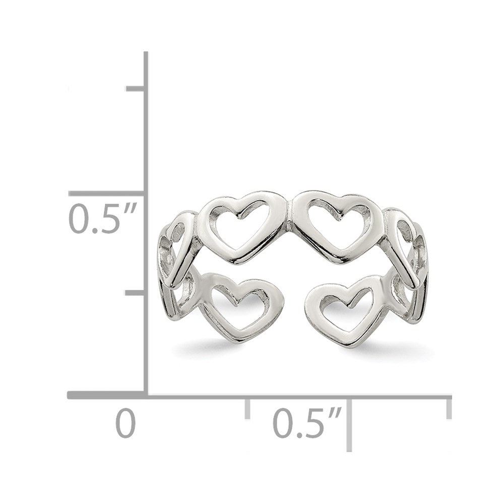Sterling Silver Cut-out Hearts Toe Ring