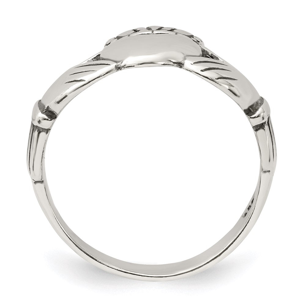 Sterling Silver Antiqued Claddagh Ring
