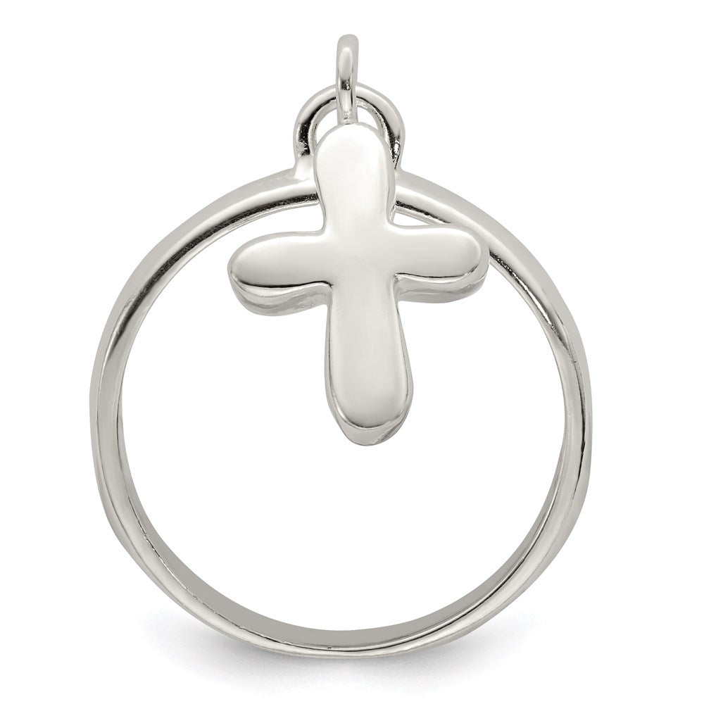Sterling Silver Solid Cross Dangle Ring