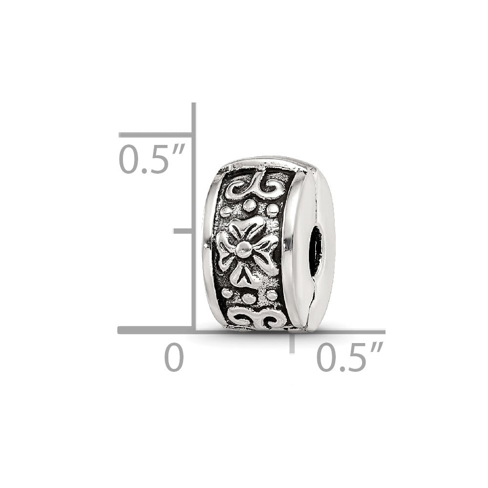 Sterling Silver Reflections Hinged Floral Clip Bead