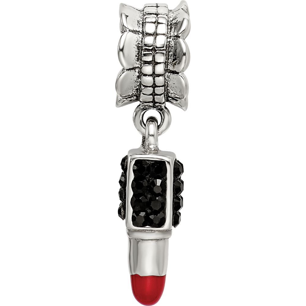 SS Reflections Red Enamel Preciosa Crystal Lipstick Dangle Bead