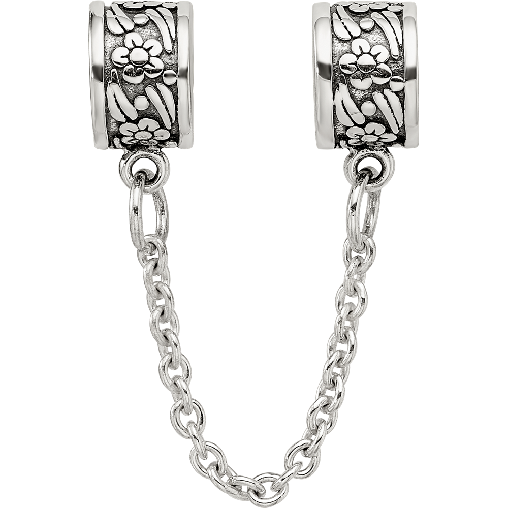 Sterling Silver Reflections Security Chain Floral Bead