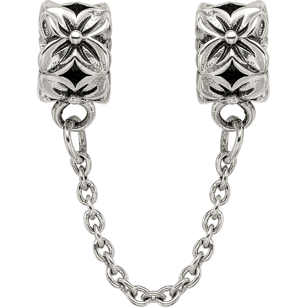 Sterling Silver Reflections Security Chain Floral Bead