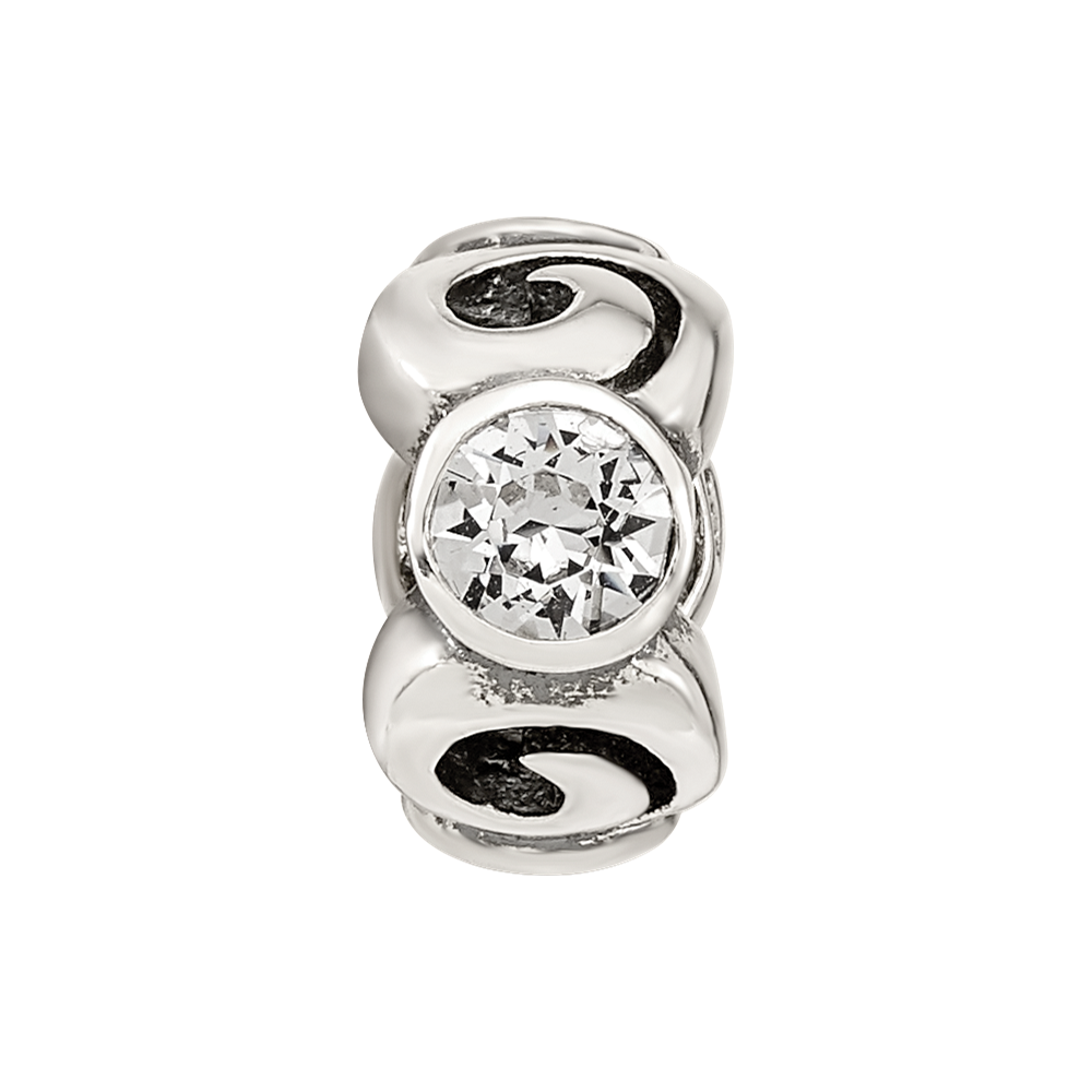 Sterling Silver Reflections April Preciosa Crystal Birthstone Bead
