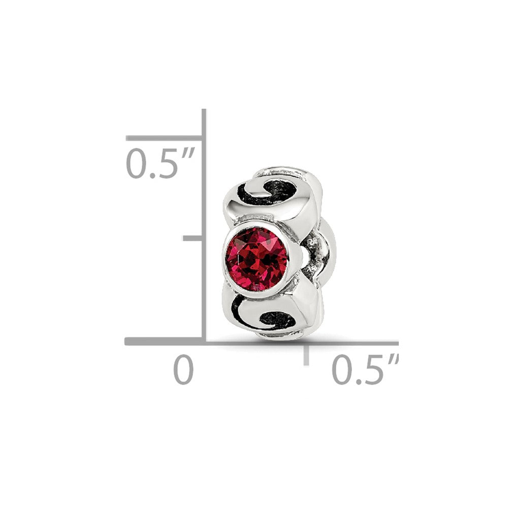 Sterling Silver Reflections July Red Preciosa Crystal Birthstone Bead