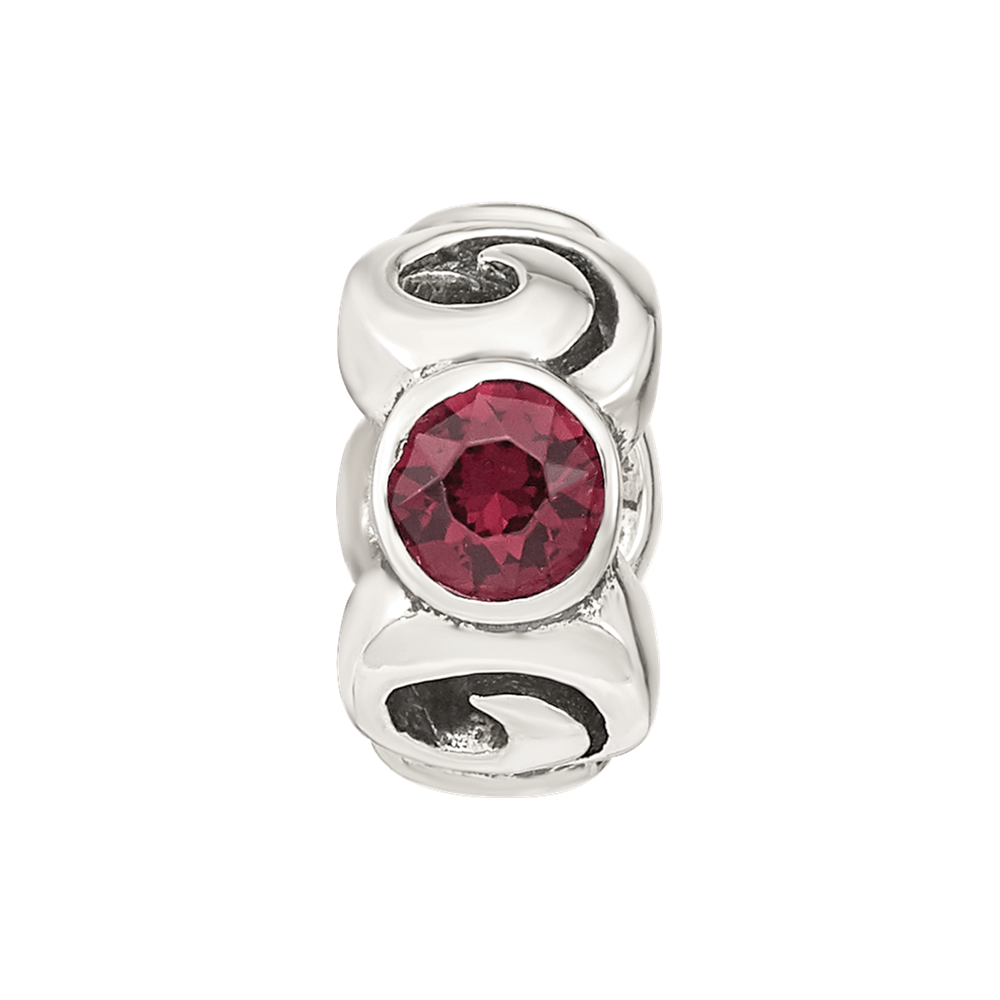 Sterling Silver Reflections June Red Preciosa Crystal Birthstone Bead