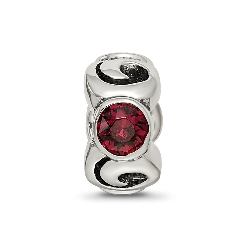 Sterling Silver Reflections June Red Preciosa Crystal Birthstone Bead