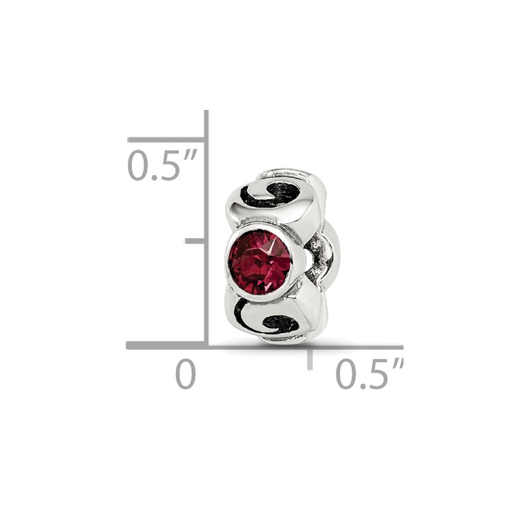 Sterling Silver Reflections June Red Preciosa Crystal Birthstone Bead