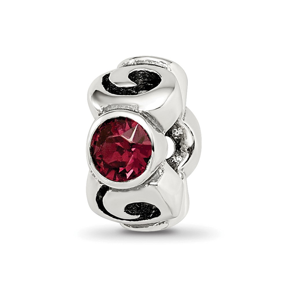 Sterling Silver Reflections June Red Preciosa Crystal Birthstone Bead