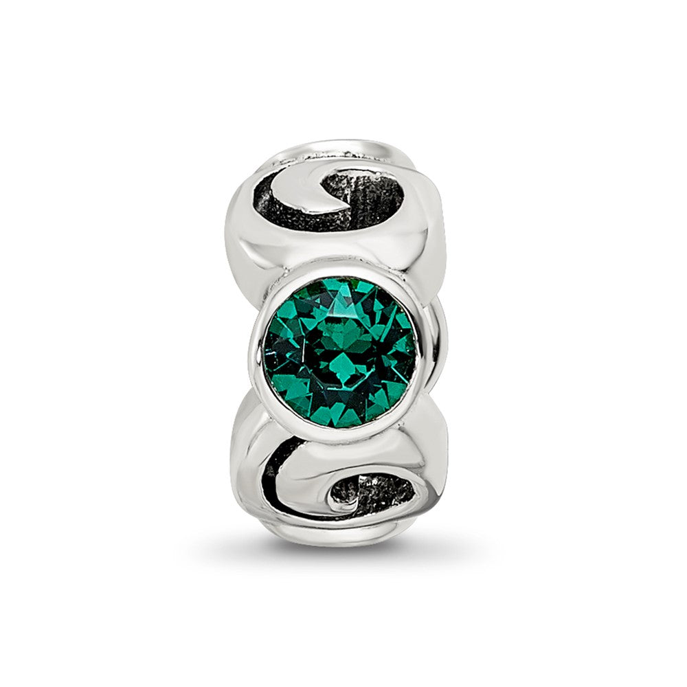 Sterling Silver Reflections May Green Preciosa Crystal Birthstone Bead