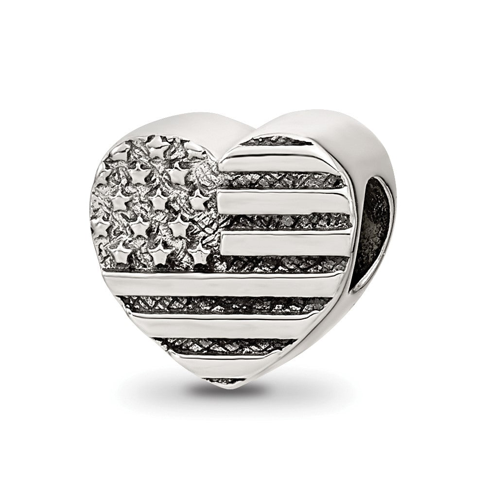 Sterling Silver Reflections Heart Flag Bead