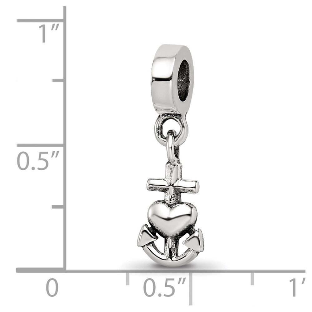 Sterling Silver Reflections Heart, Cross & Anchor Dangle Bead