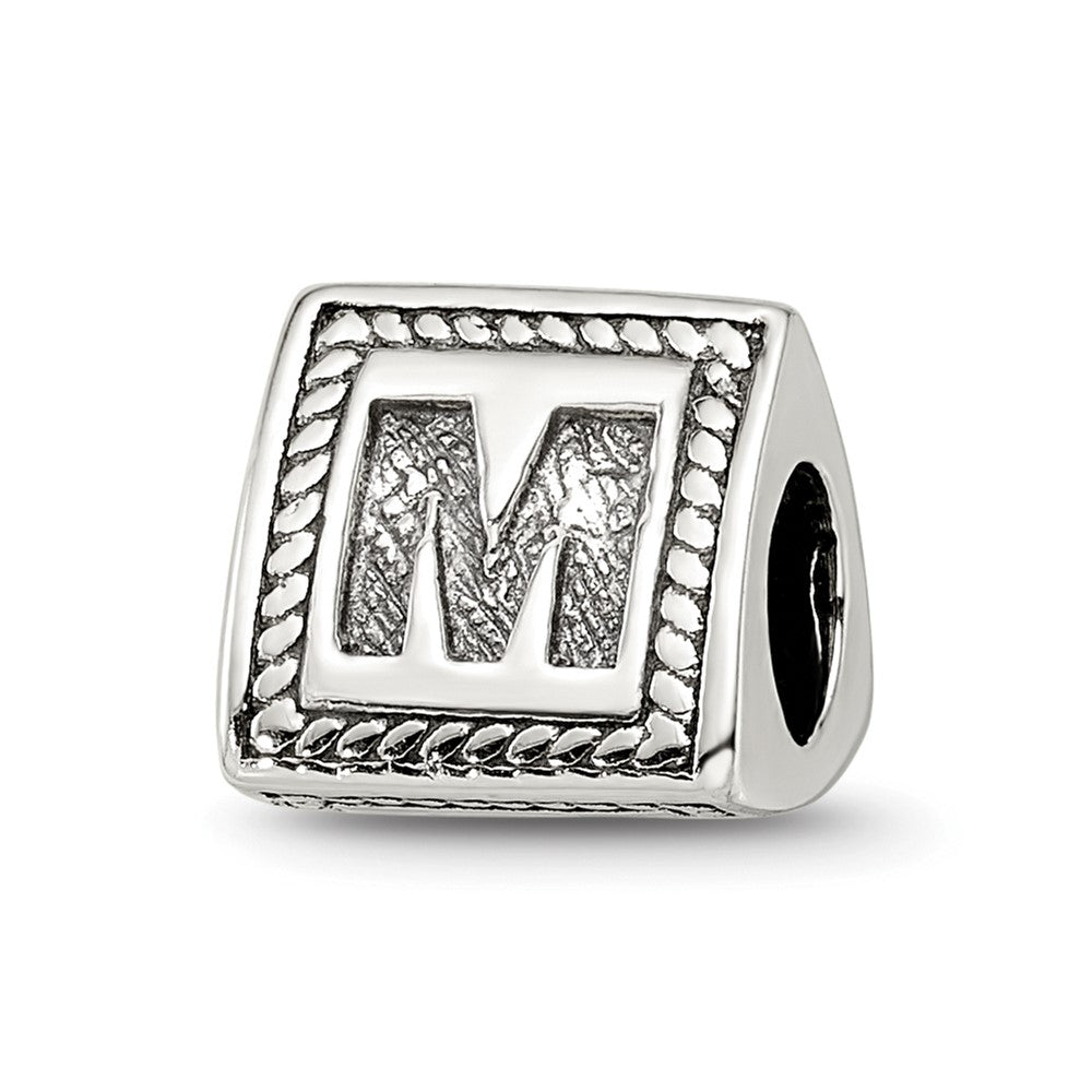 Sterling Silver Reflections Letter M Triangle Block Bead