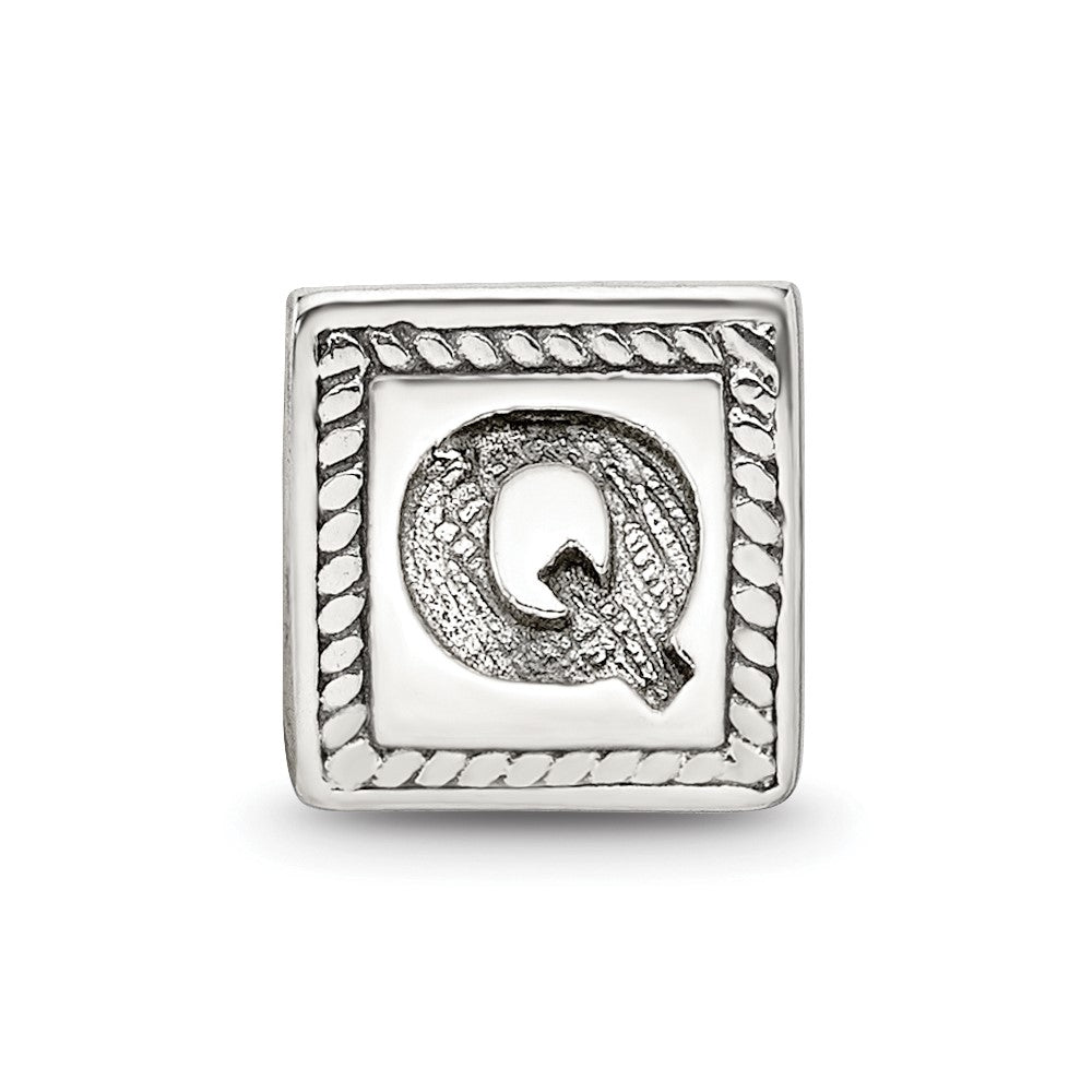Sterling Silver Reflections Letter Q Triangle Block Bead