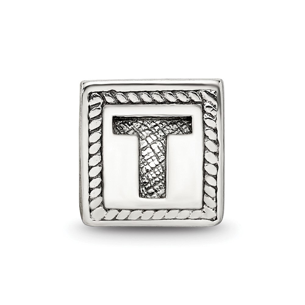 Sterling Silver Reflections Letter T Triangle Block Bead