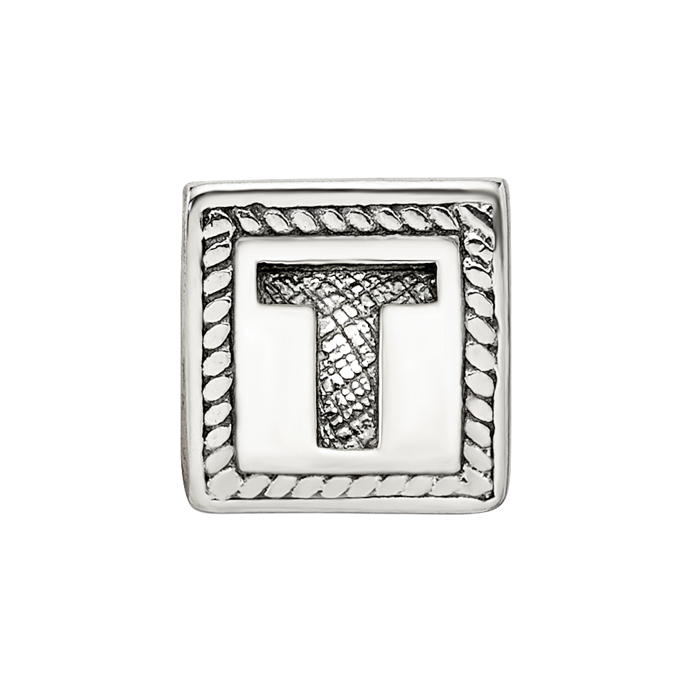 Sterling Silver Reflections Letter T Triangle Block Bead