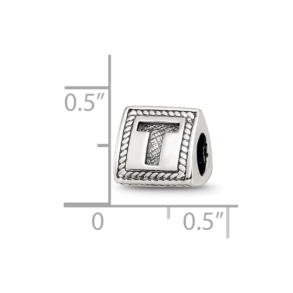Sterling Silver Reflections Letter T Triangle Block Bead
