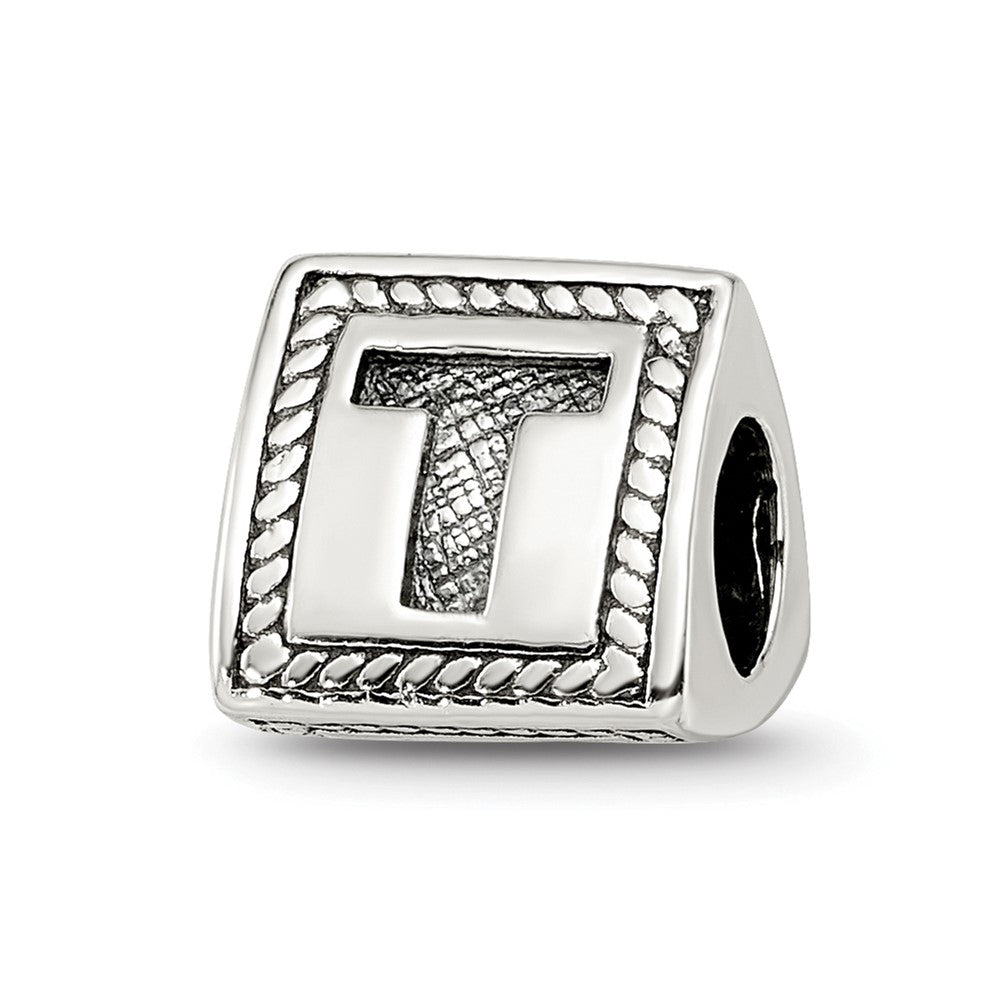 Sterling Silver Reflections Letter T Triangle Block Bead