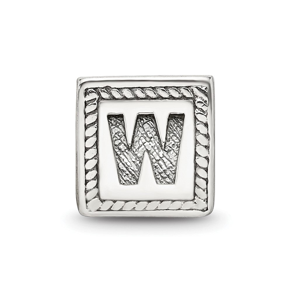 Sterling Silver Reflections Letter W Triangle Block Bead
