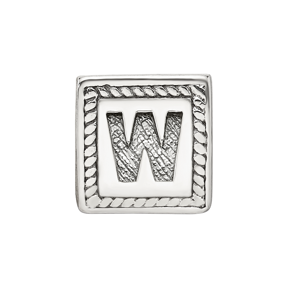 Sterling Silver Reflections Letter W Triangle Block Bead