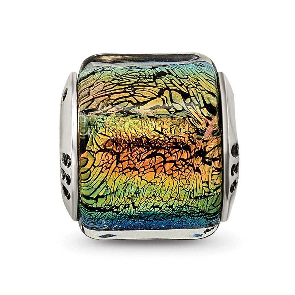 Sterling Silver Reflections Rainbow Dichroic Glass Bead