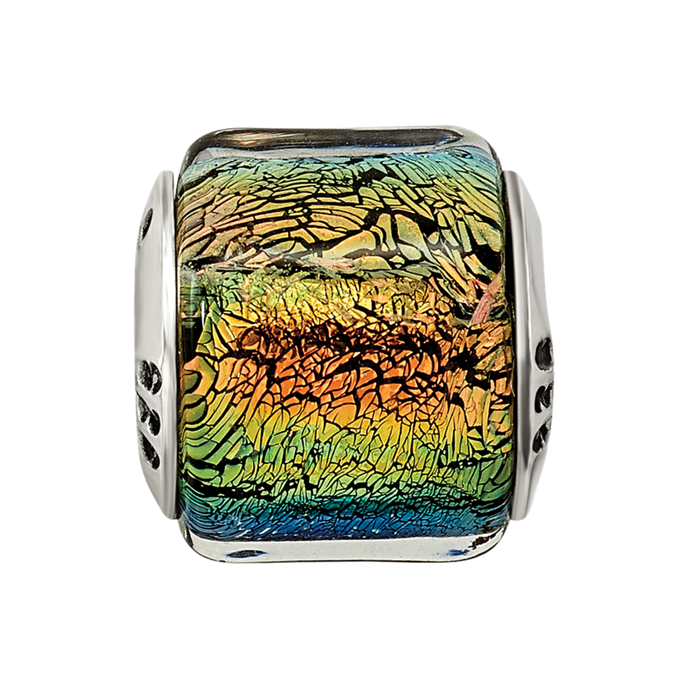 Sterling Silver Reflections Rainbow Dichroic Glass Bead