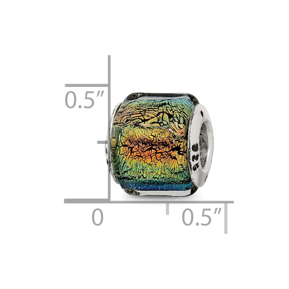 Sterling Silver Reflections Rainbow Dichroic Glass Bead
