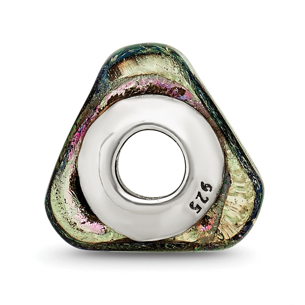 Sterling Silver Reflections Rainbow Dichroic Glass Triangle Bead